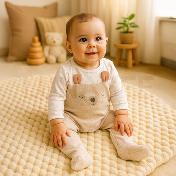 BEIGE TEADDY FACE SLEEPSUIT