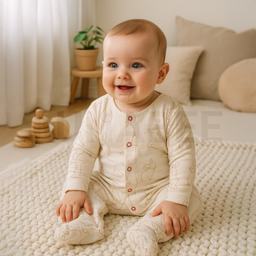 BEIGE PATTERNED SLEEPSUIT