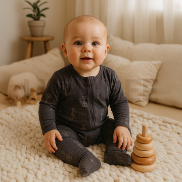 GREY RIBBED SLEEPSUIT