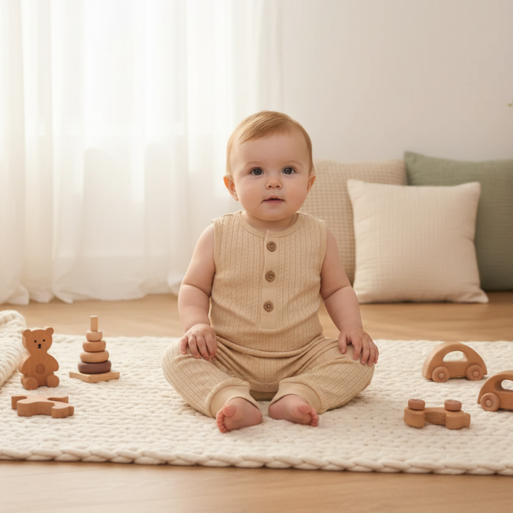 BUTTERMILK COLOURED POINTELLE ROMPER