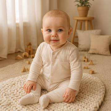 BEIGE BUNNY FACE SLEEPSUIT