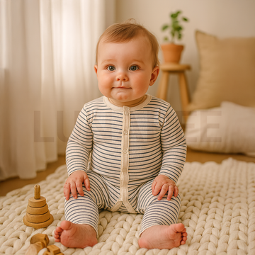 PREMIUM WHITE STRIPES RIBBED ROMPER