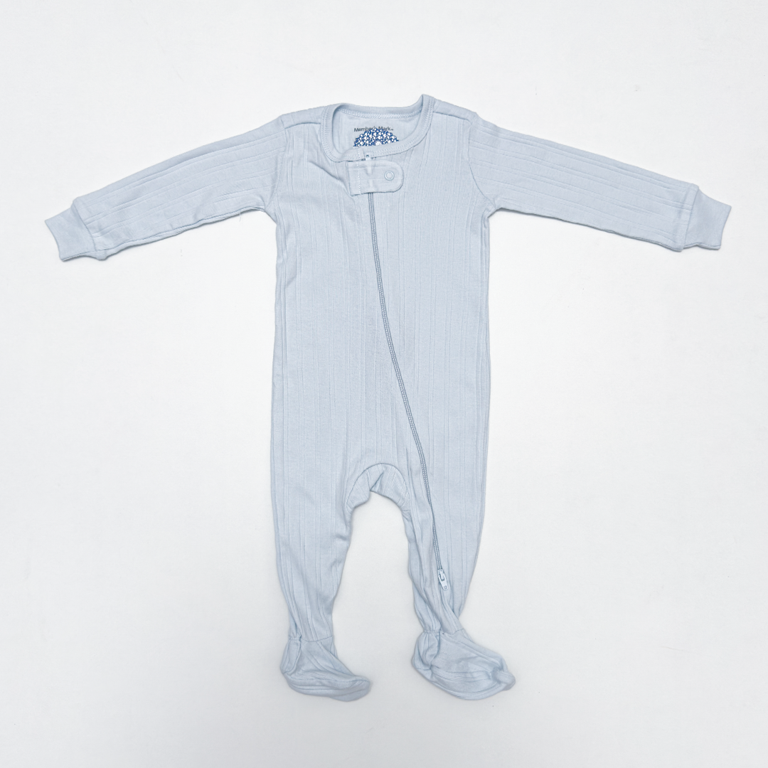 COOL BLUE RIBBED SLEEPSUIT