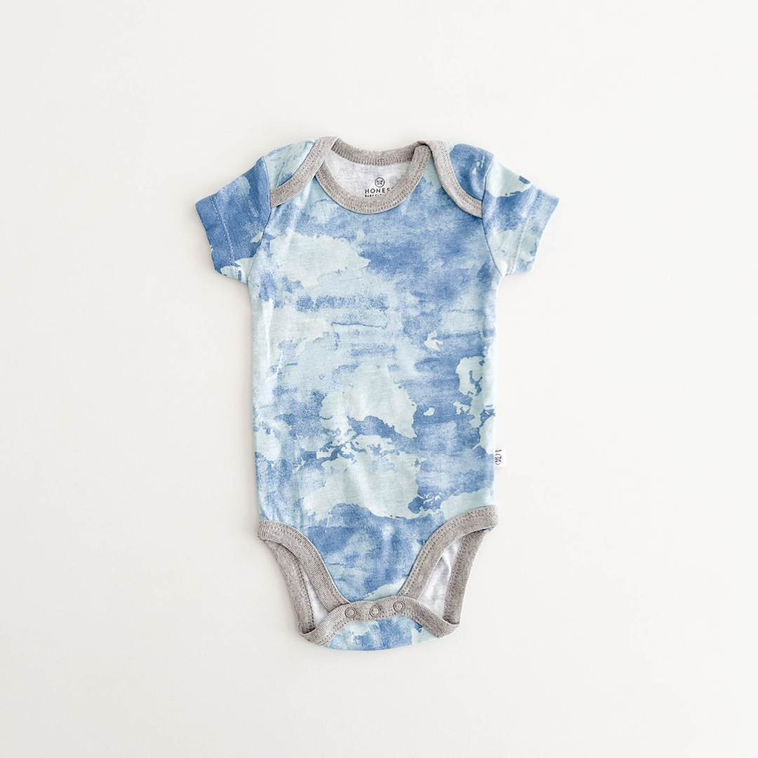 BLUE DYED COTTON ONESIE