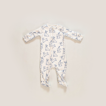 WHITE RABBIT RIBBED SLEEPSUIT