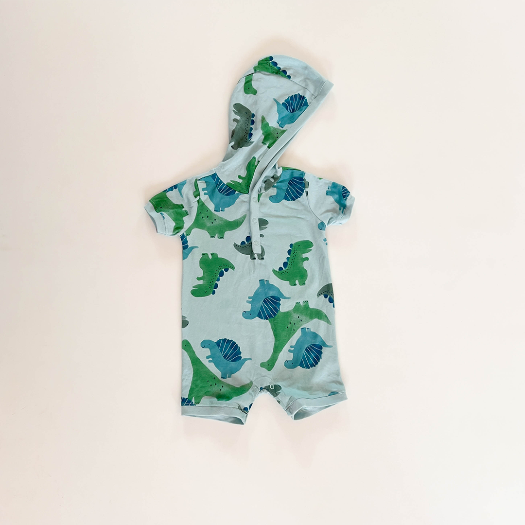 BLUE DINO HOODED JUMPSUIT