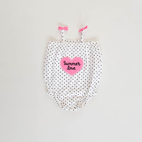 BLACK POLKA DOTTED ONESIE