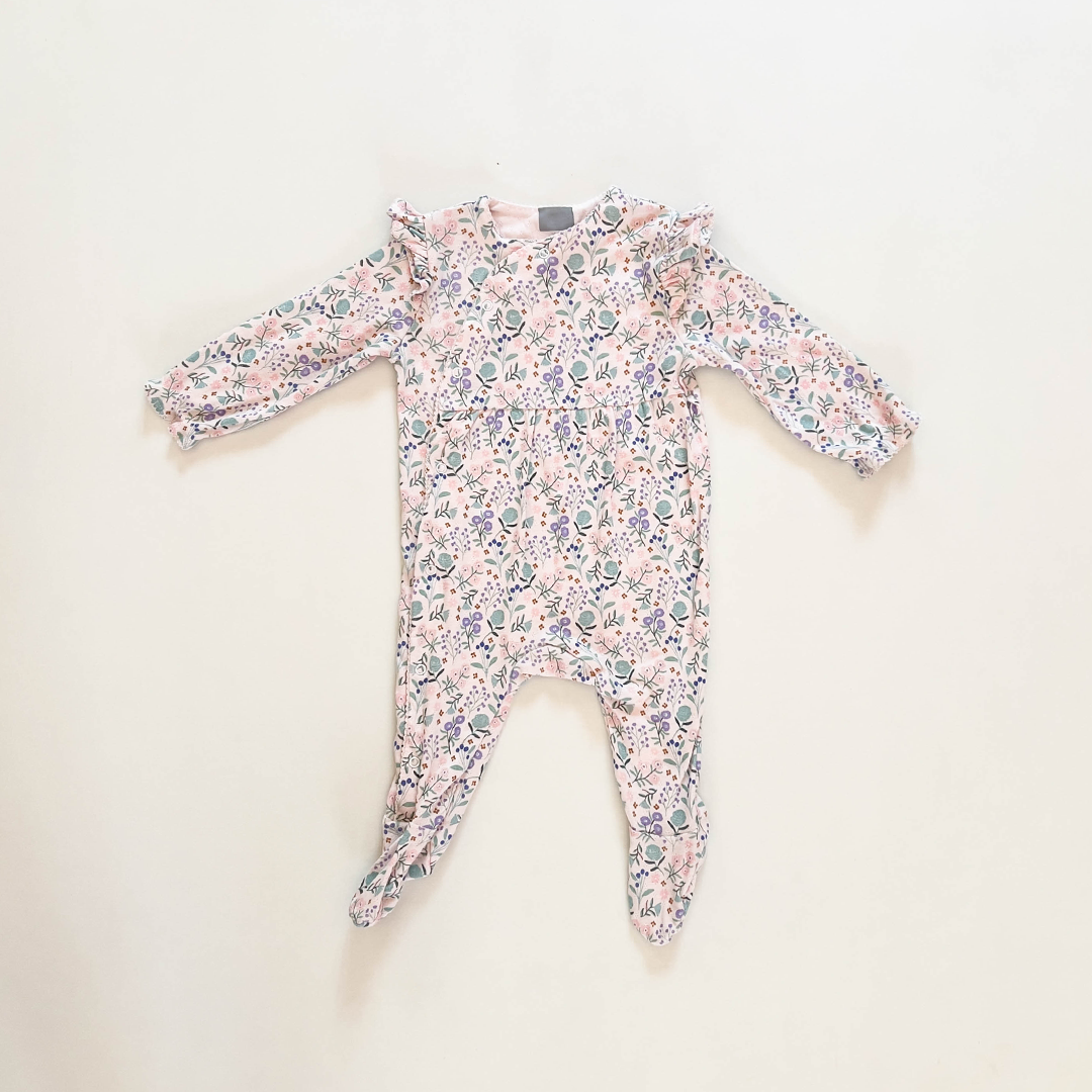 FLORAL RUFFLED PRINTED SLEEPSUIT