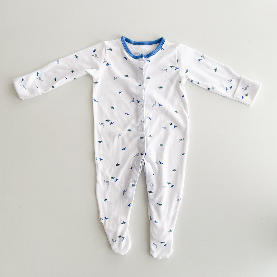 BLUE DINO  PRINTED SLEEPSUIT