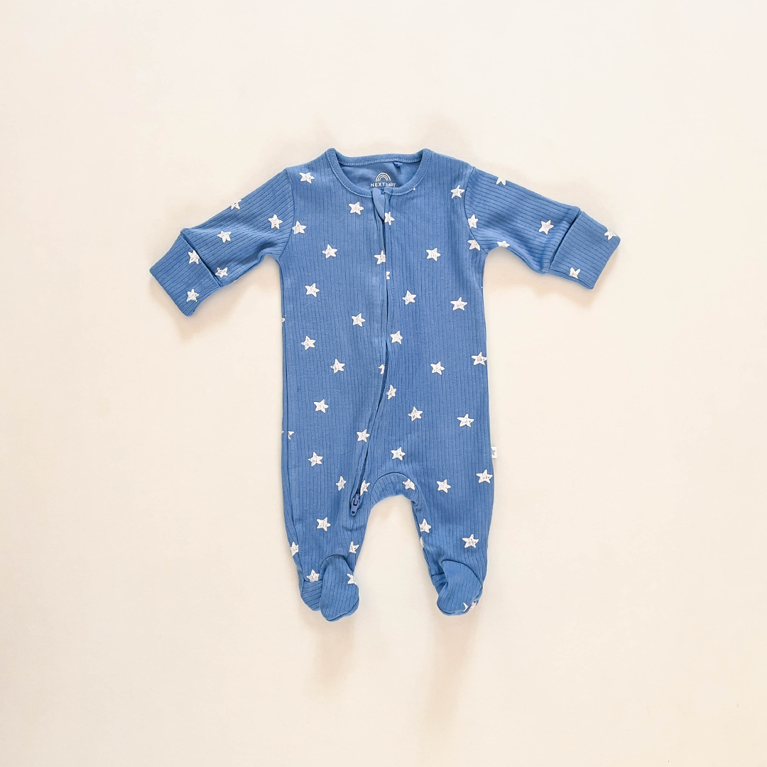 BLUE STAR RIBBED SLEEPSUIT
