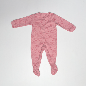 PINK ELEPHANT PRINTED SLEEPSUIT