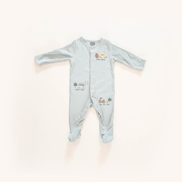 AQUA BLUE RIBBED SLEEPSUIT
