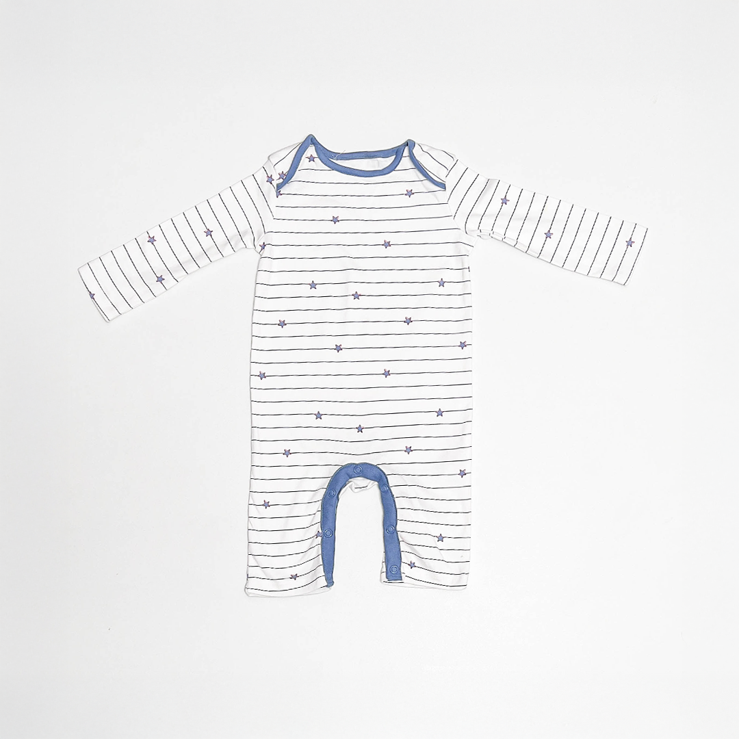 BLUE STRIPED STAR ROMPER