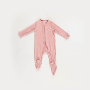 BABY PINK RIBBED SLEEPSUIT