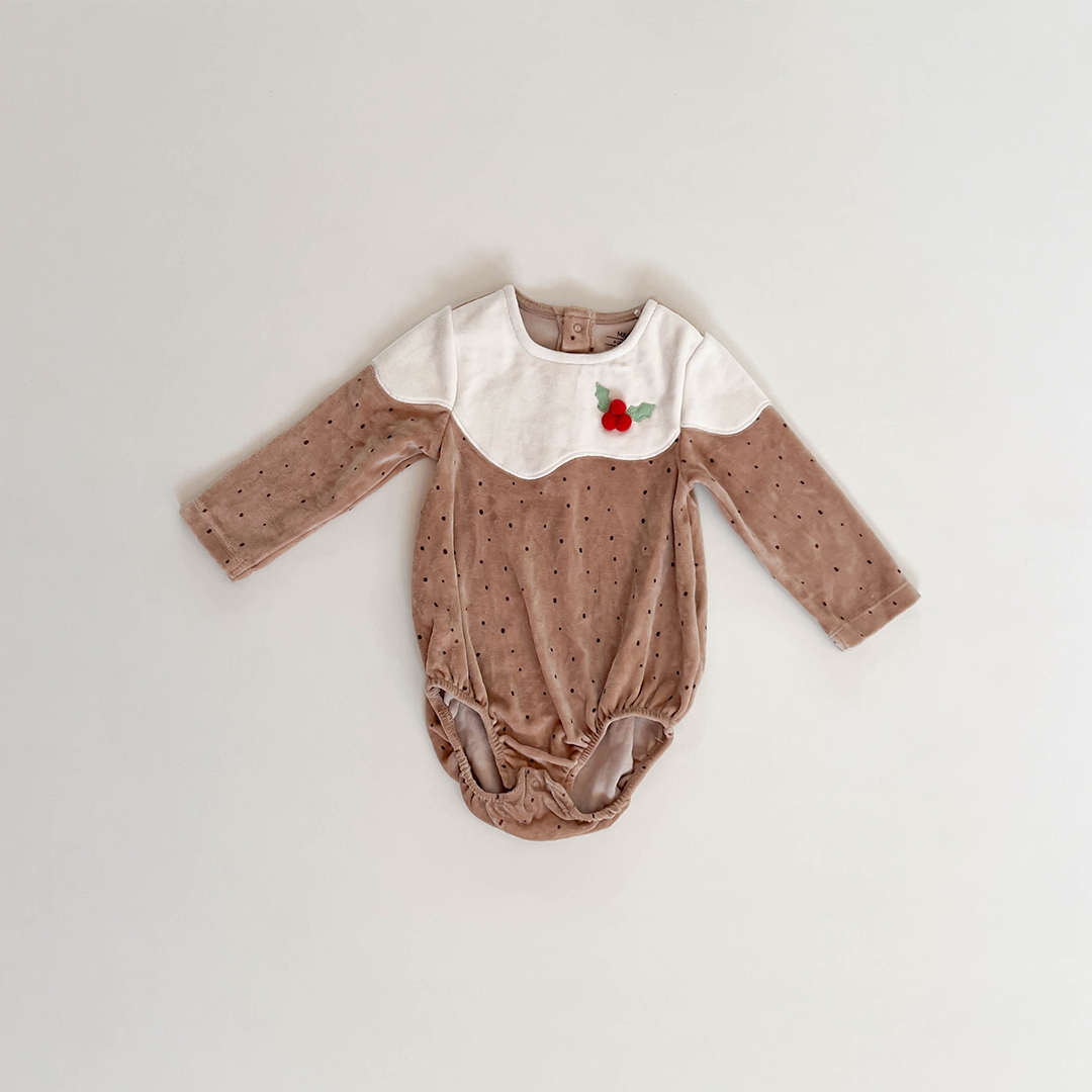 BROWN VELVET FANCY ONESIE