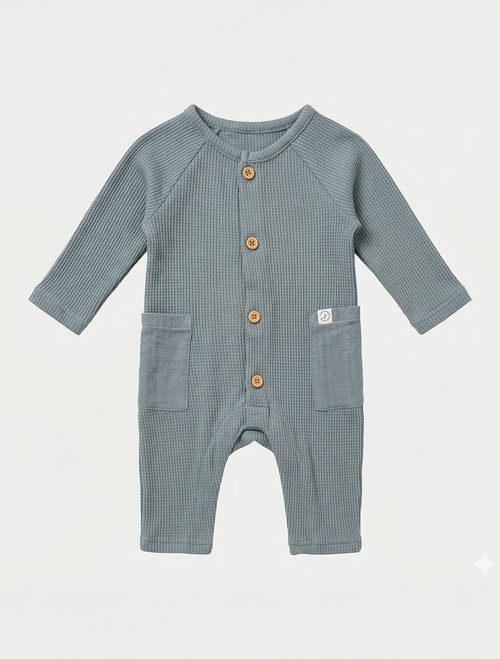 PREMIUM TEAL BLUE KNITTED ROMPER