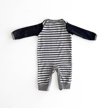 BLACK AND WHITE STRIPED ROMPER