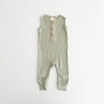 GREEN POINTELLE SLEEVELESS ROMPER