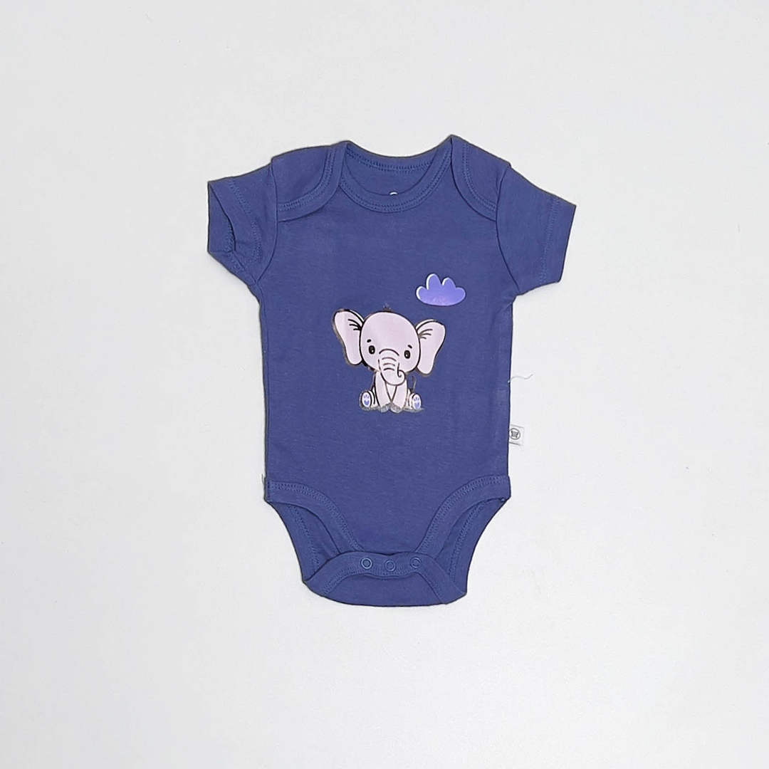 BLUE ELEPHANT PRINTED ONESIE