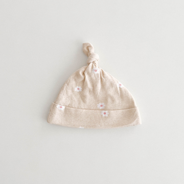 BEIGE FLORAL KNOTED CAP