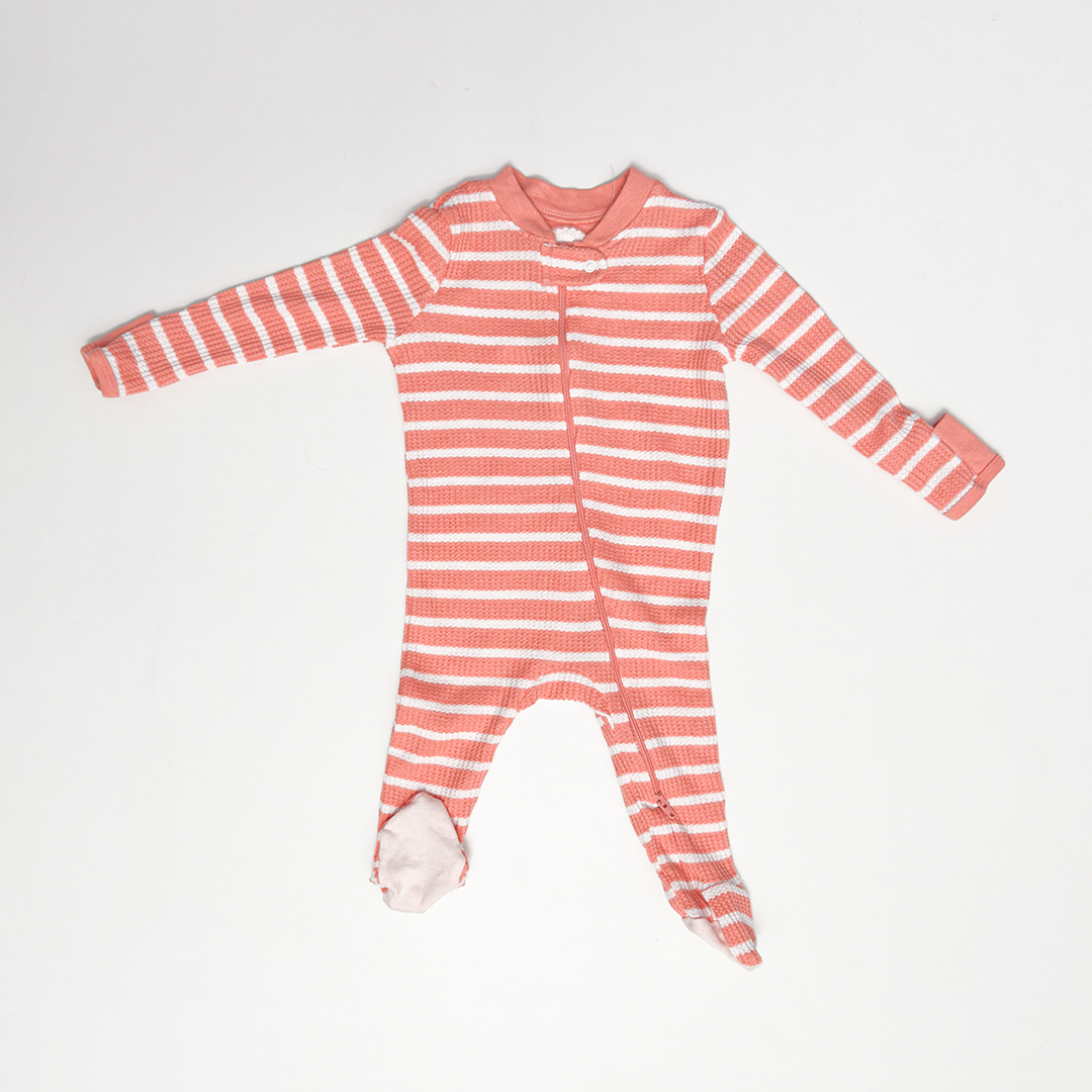 BURNT ORANGE STRIPED SLEEPSUIT