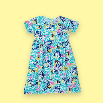 Multi Color Leaf Pattern Girls Frok | 5-6 Years |