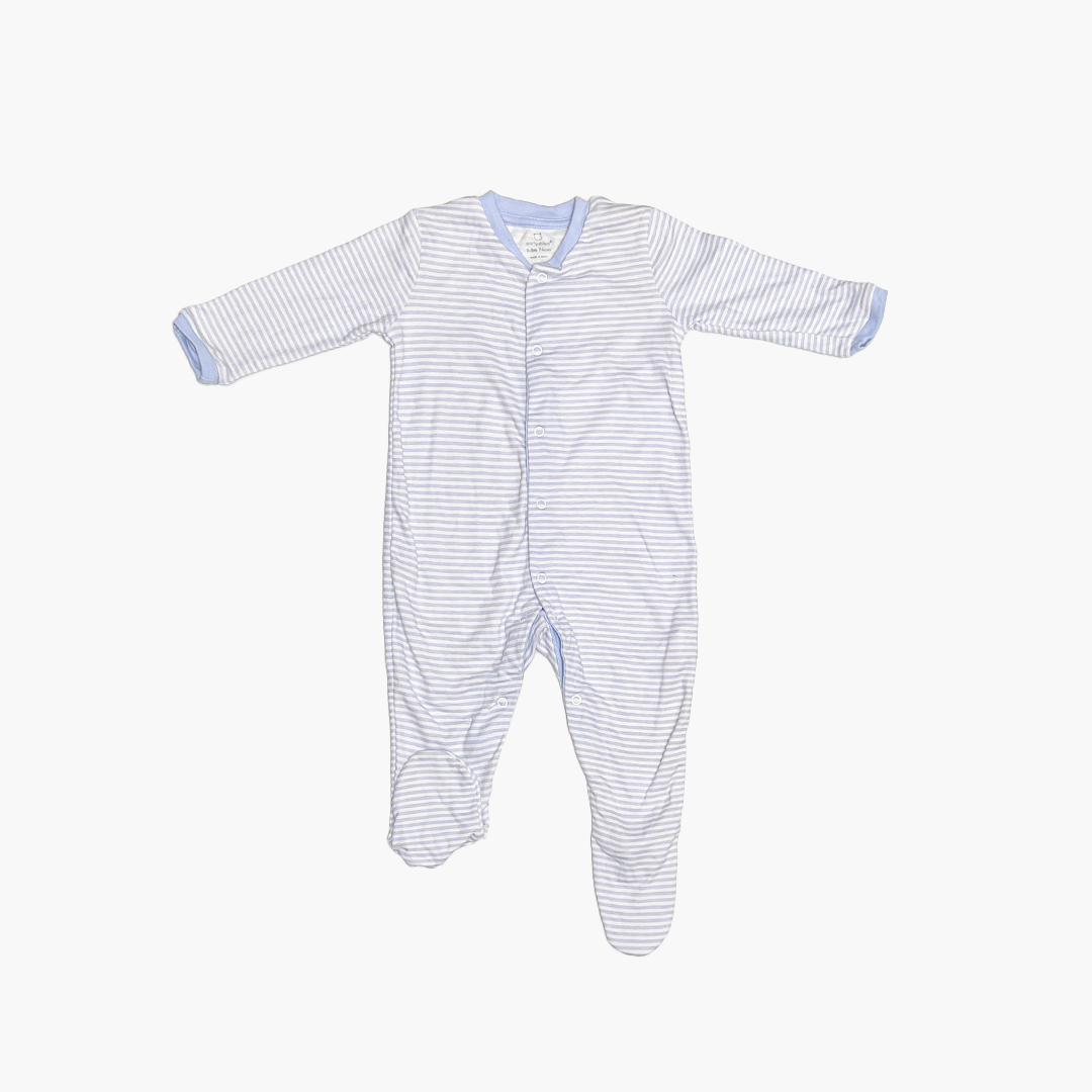 BLUE AND WHITE STRIPED SLEEPSUIT