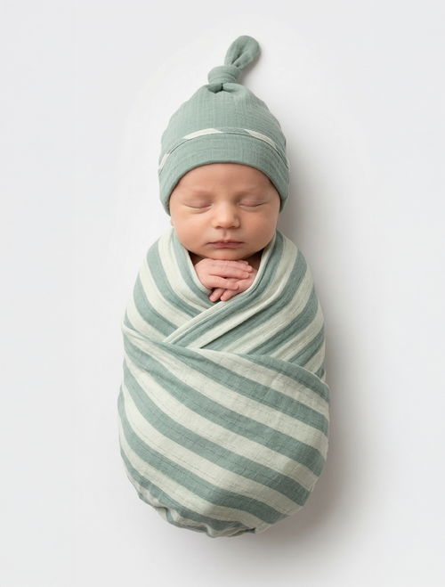 SAGE GREEN ORGANIC COTTON MUSLIN CLOTH SWADDLE