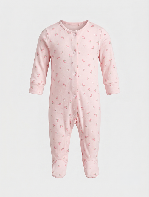 Pink floral printed sleepsuit