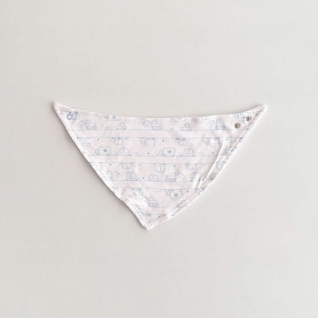 CAR PRINTED WHITE BANDANA BIBS