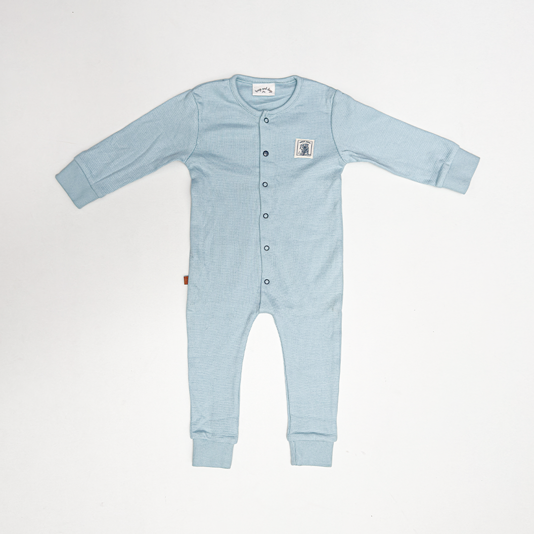 BLUE KNITTED ROMPER