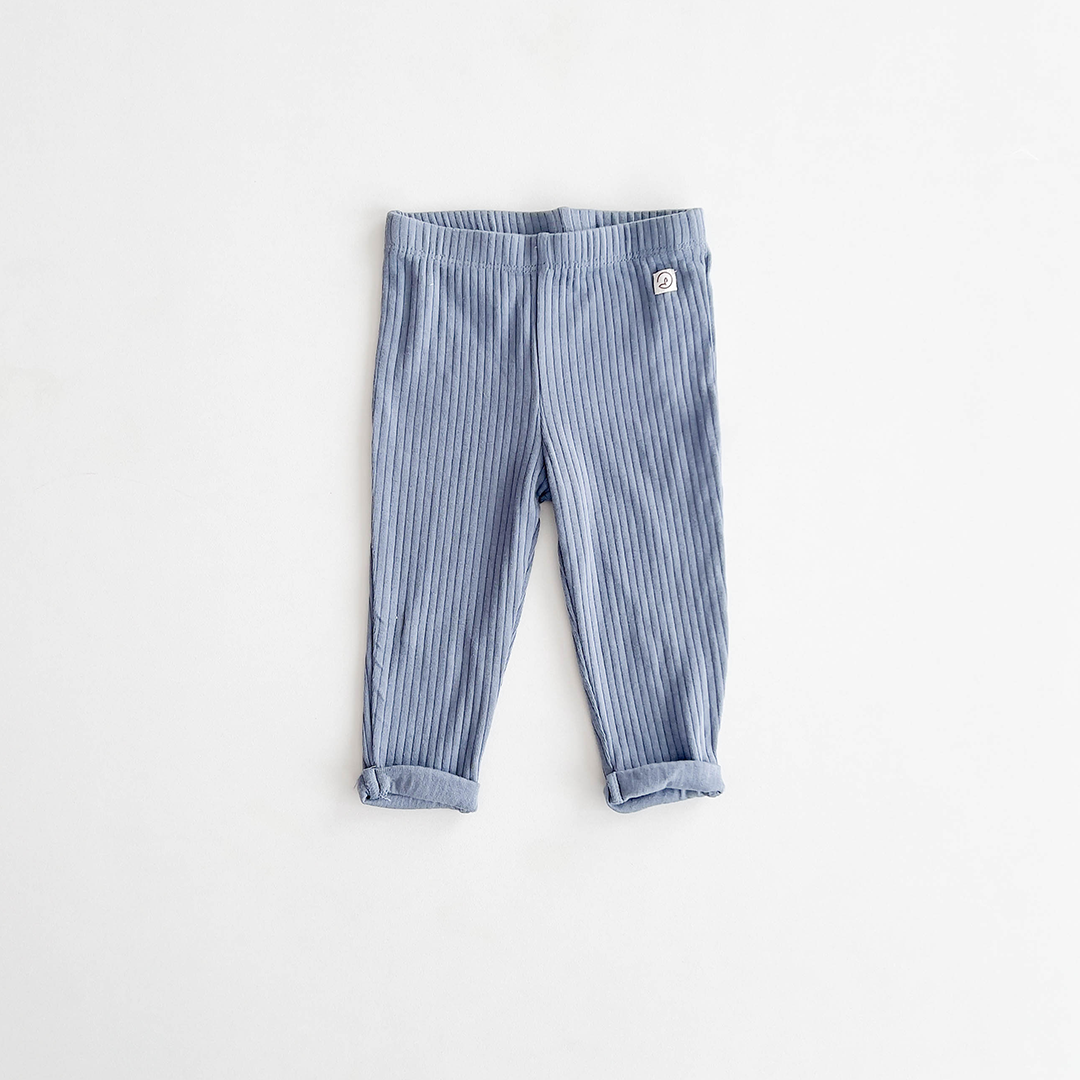 BLUE RIBBED COTTON PANTS