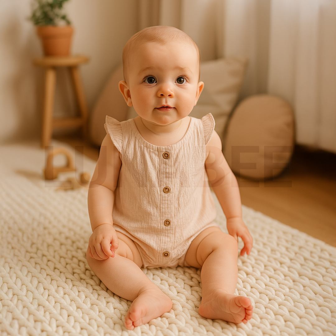 CORAL MUSLIN GIRLS JUMPSUIT