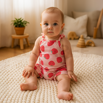PINK STRAWBERRY PRINTED JUMPSUIT