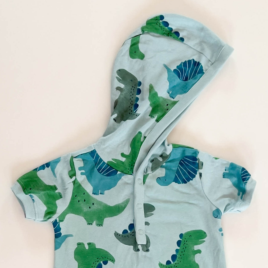 BLUE DINO HOODED JUMPSUIT