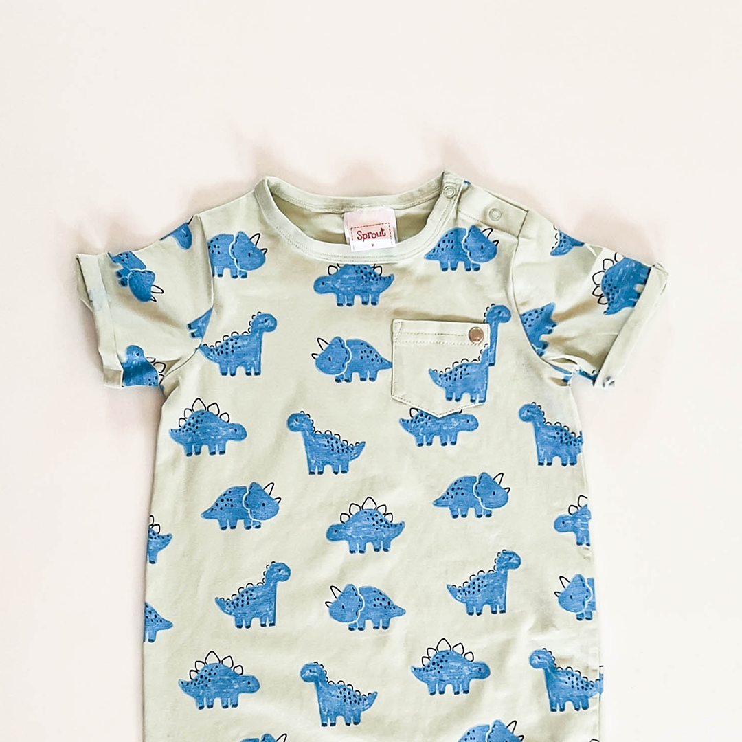 BLUE DINO PATTERNED JUMPSUIT