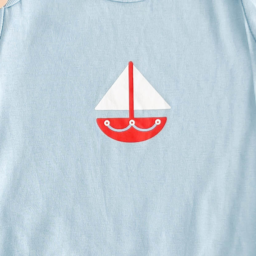 BLUE PRINTED COTTON ONESIE