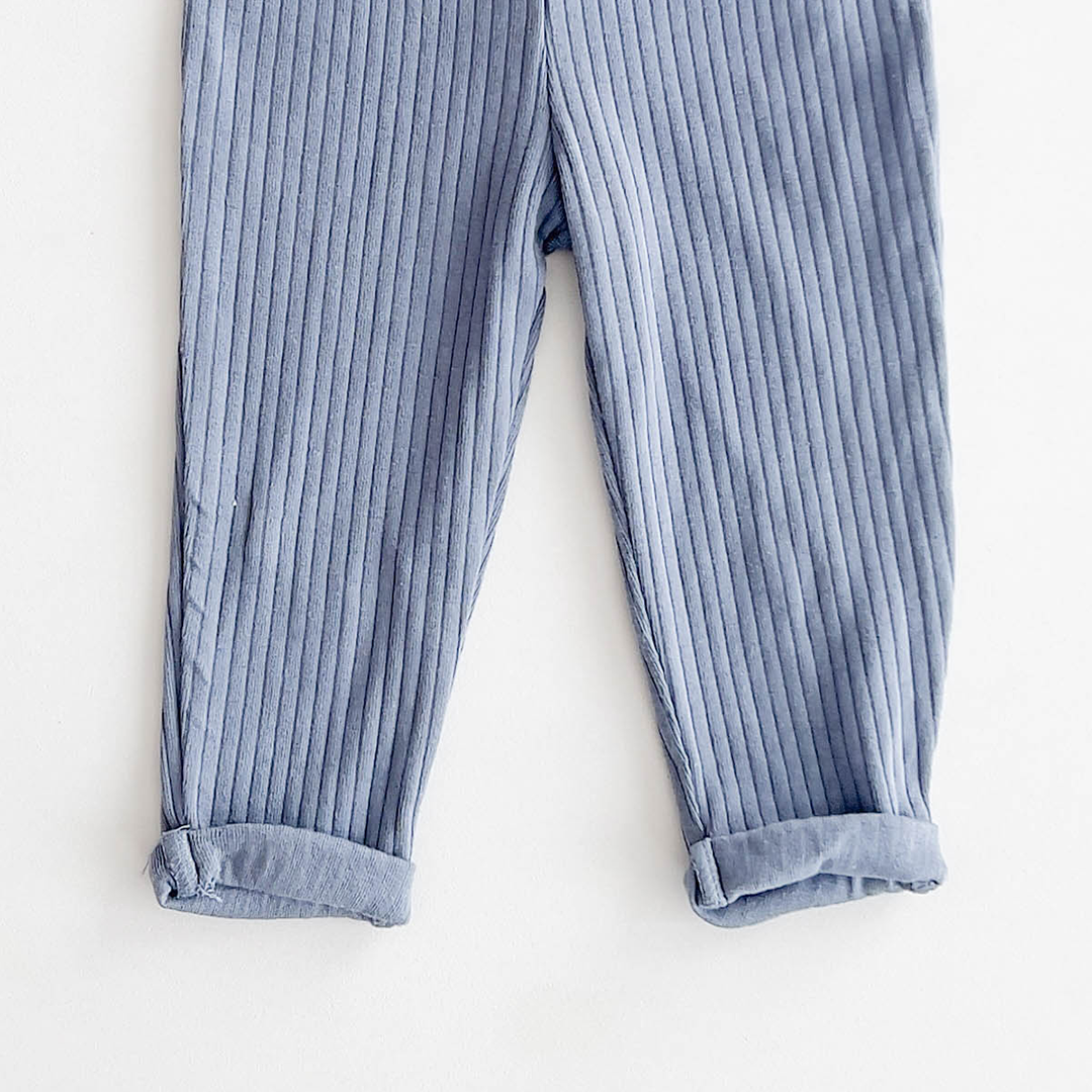 BLUE RIBBED COTTON PANTS