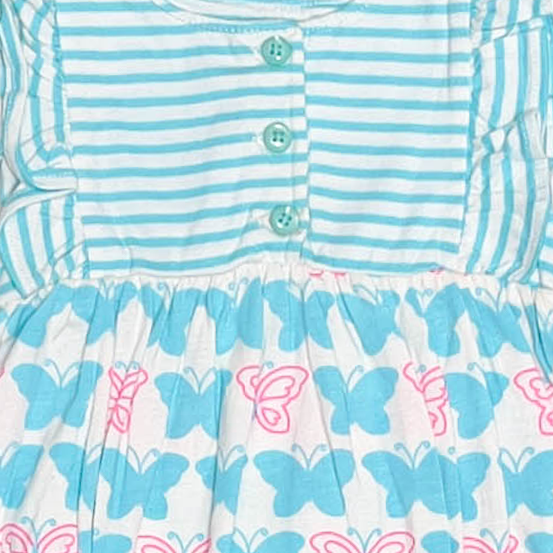 BLUE BUTTERFLY PRINTED FANCY ONESIE