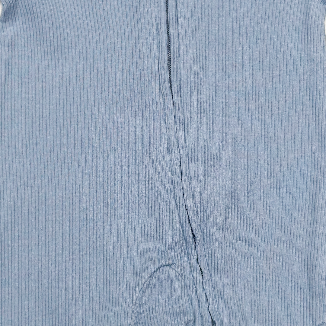 BLUE RIBBED ZIPPER SLEEPSUIT