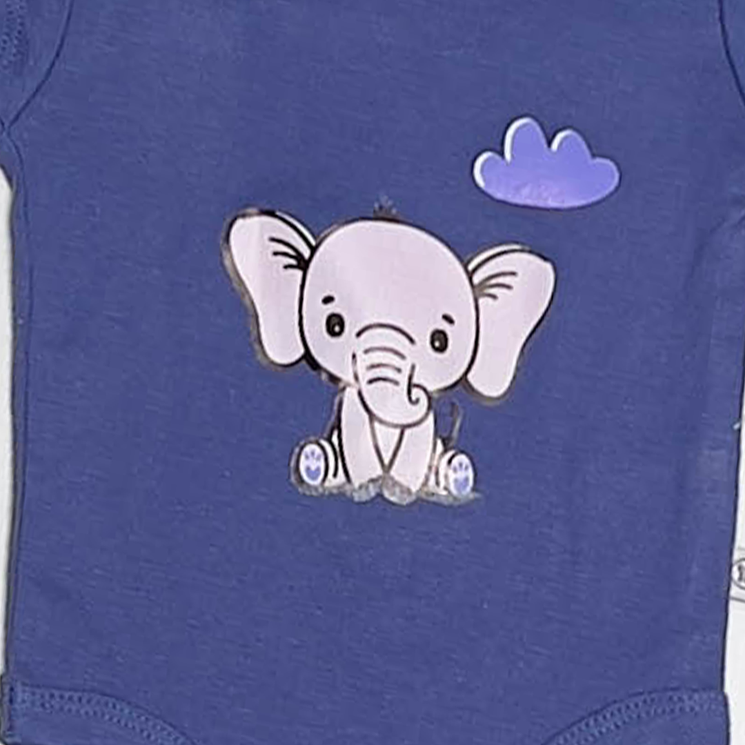 BLUE ELEPHANT PRINTED ONESIE