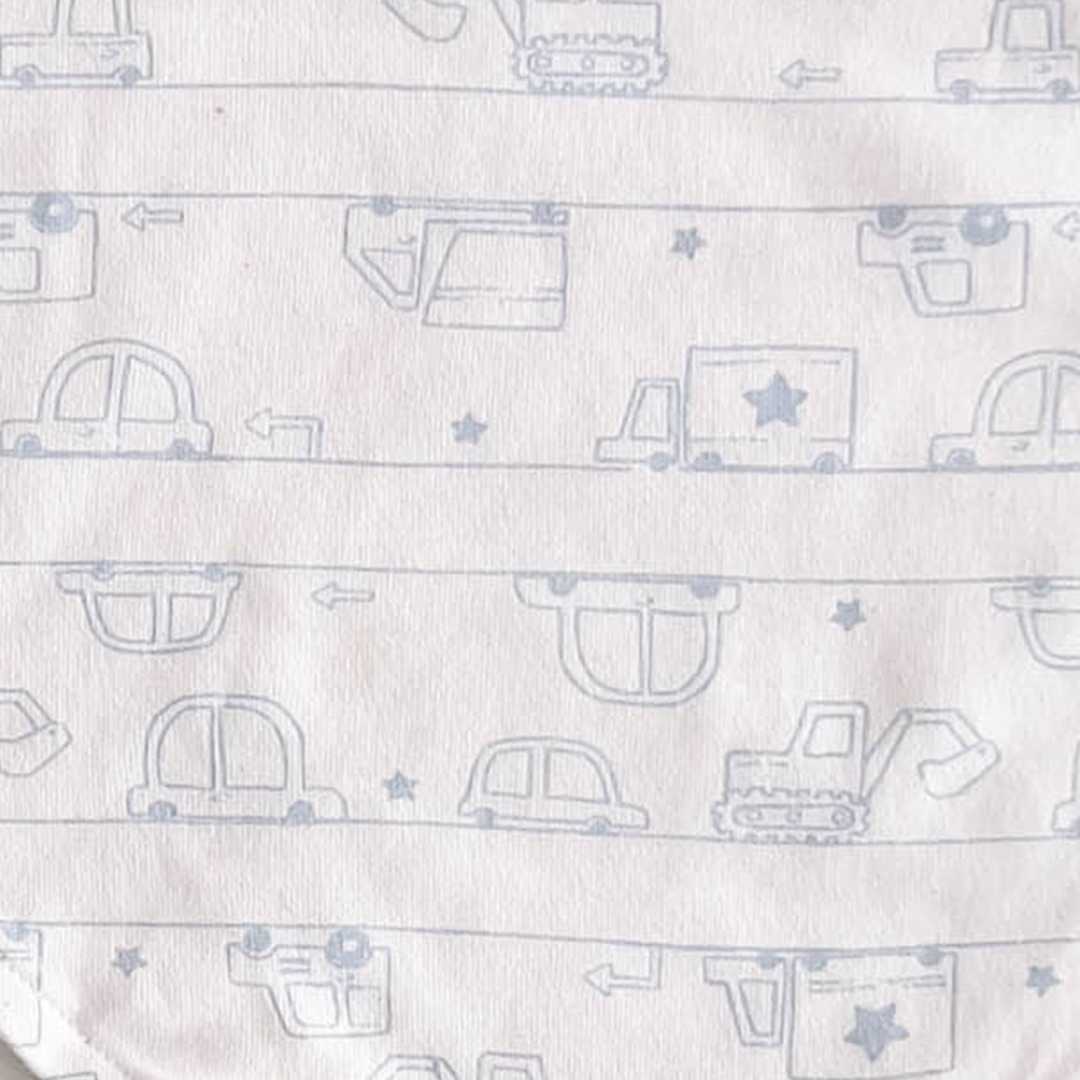 CAR PRINTED WHITE BANDANA BIBS