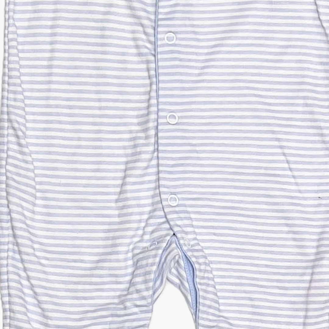 BLUE AND WHITE STRIPED SLEEPSUIT