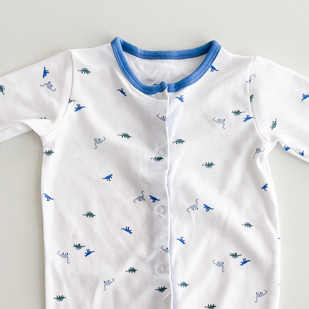 BLUE DINO  PRINTED SLEEPSUIT