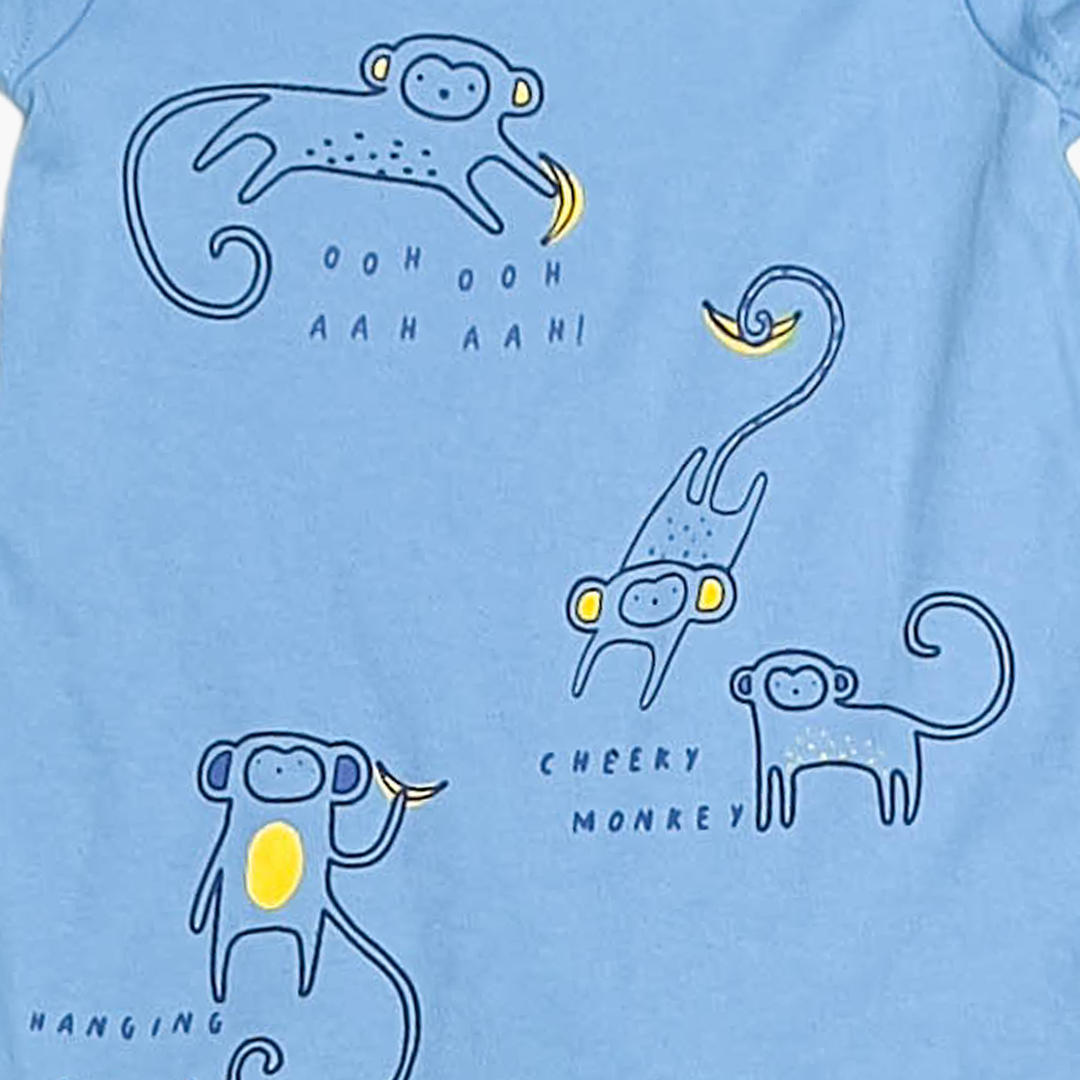 BLUE MONKEY PRINTED JUMPSUIT