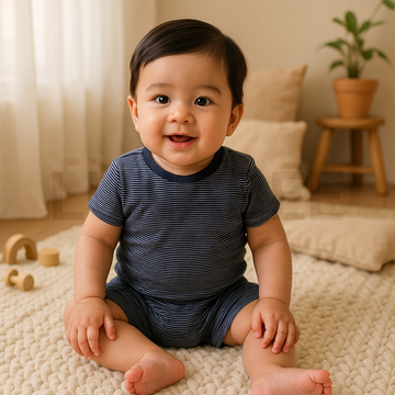 NAVY BLUE STRIPED JUMPSUIT