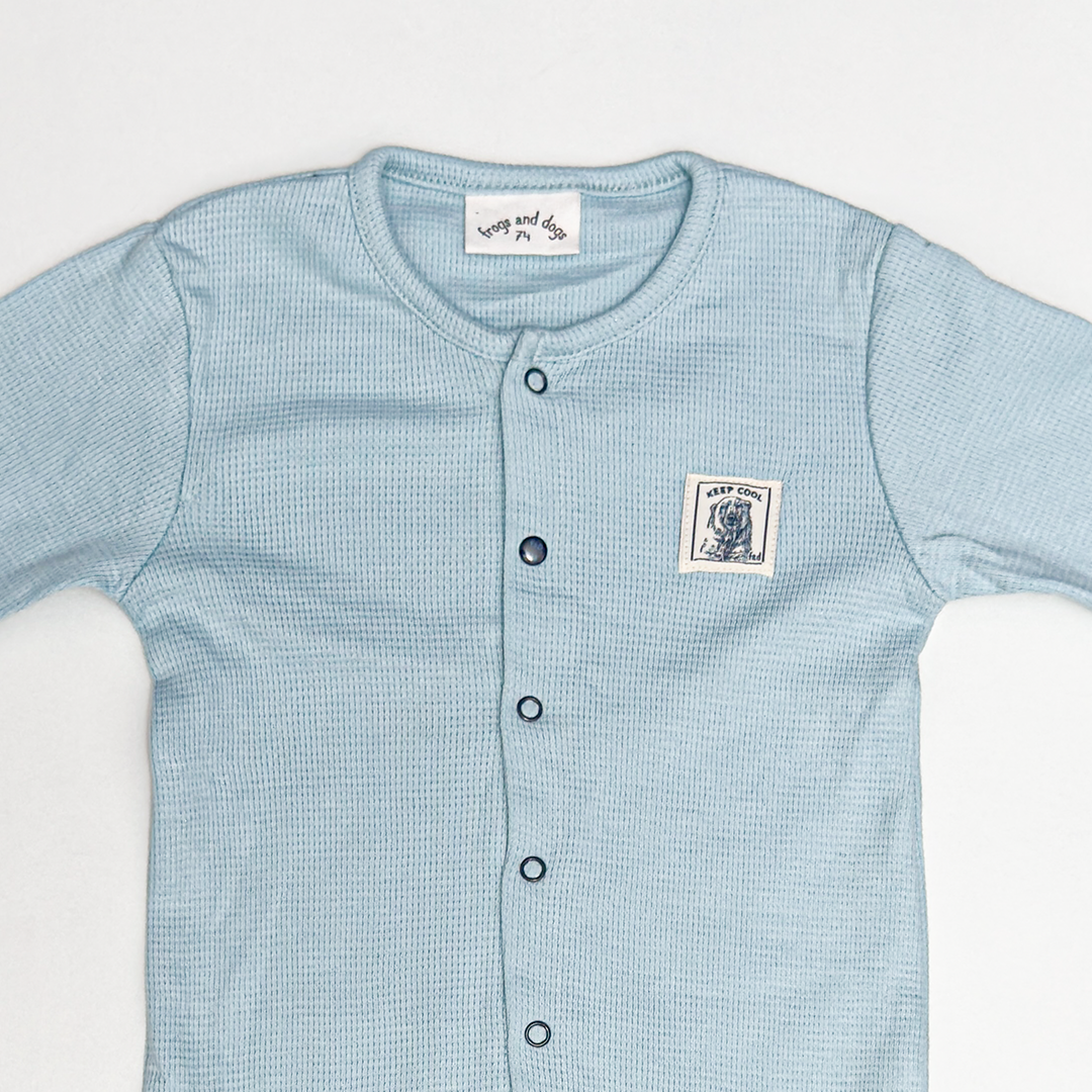 BLUE KNITTED ROMPER