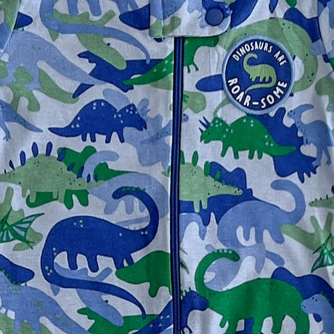 BLUE DINOSAURS PINTED SLEEPSUIT