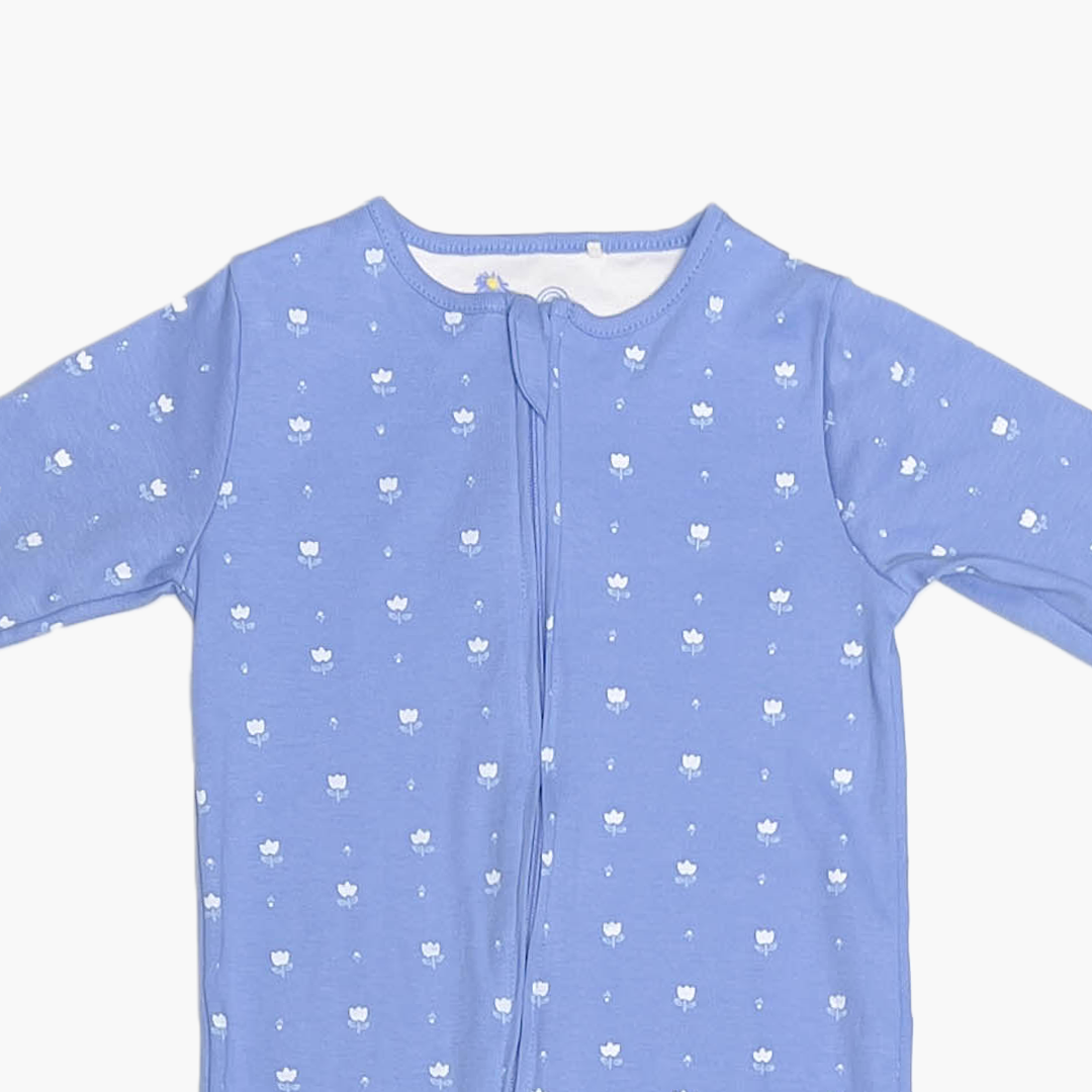 BLUE FLORAL ZIPPER SLEEEPSUIT