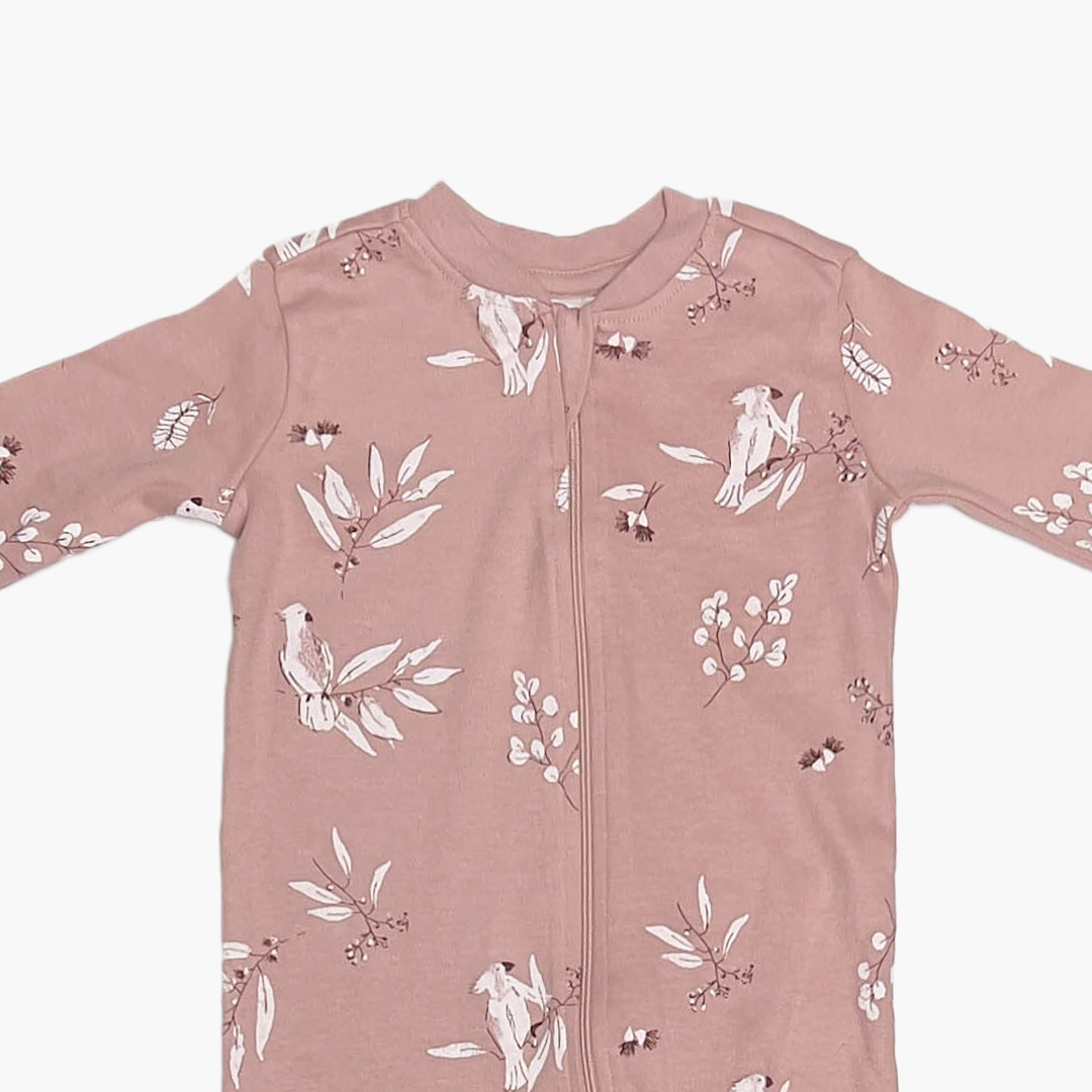 BROWN PATTERNED ZIPPER SLEEPSUIT